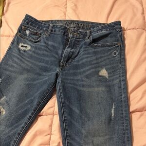 American Eagle Outfitters Distressed Blue Skinny Jeans